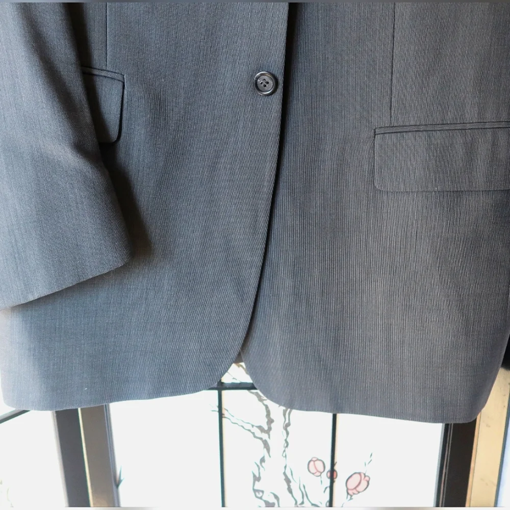 Pronto Uomo Grey Teal Suit Jacket Size 44 Long